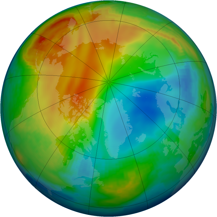 Arctic ozone map for 23 December 1997